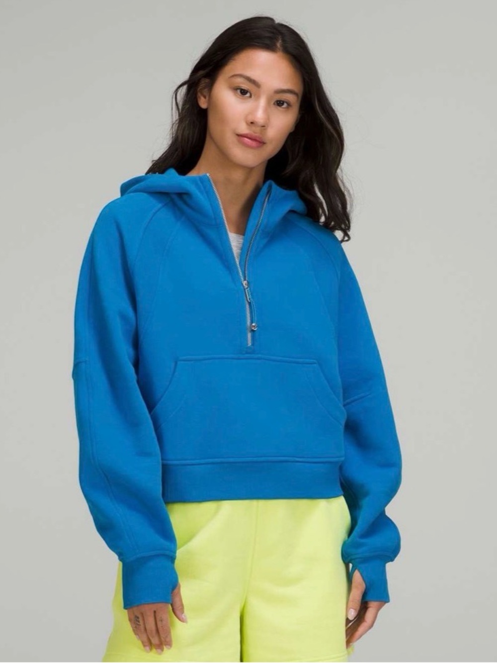 Lululemon Scuba Cropped Half-Zip Hooded Sweatshirt - Poolside Blue XS/S